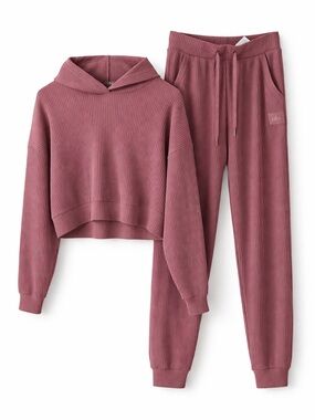 ALO Yoga Muse Hoodie/Joggers SET in burgundy truffle